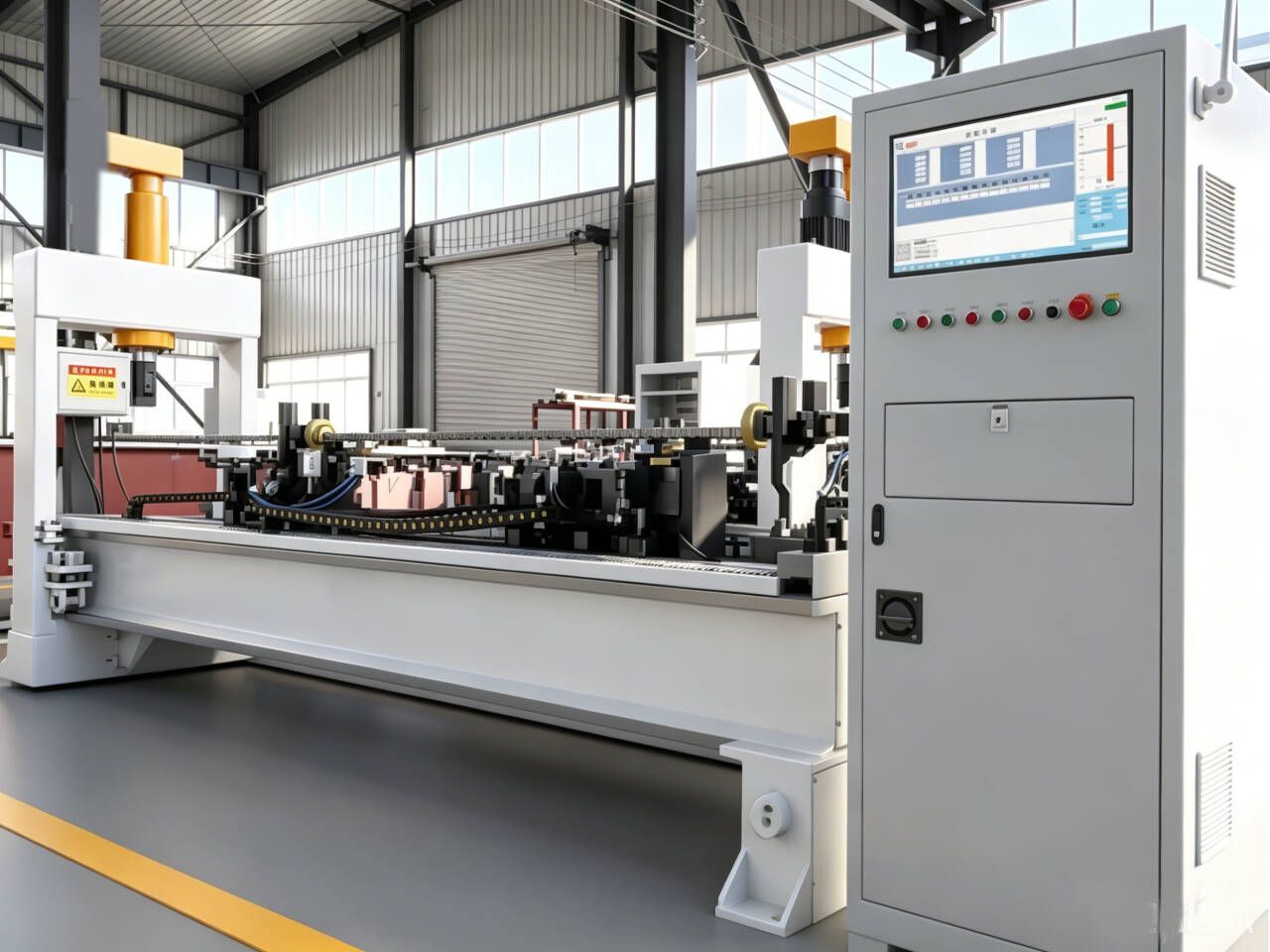 Water distribution pipe hydraulic straightening unit