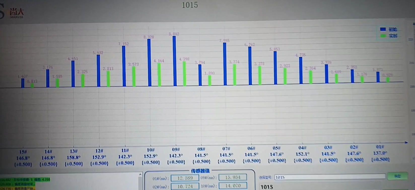 Straightness measurement showing max bend of 8.802 mm