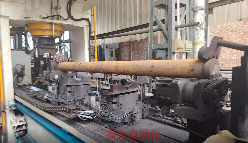 Automatic straightening of a 5-meter-long, 250 mm-diameter steel round bar, achieving a final straightness of 1.313 mm