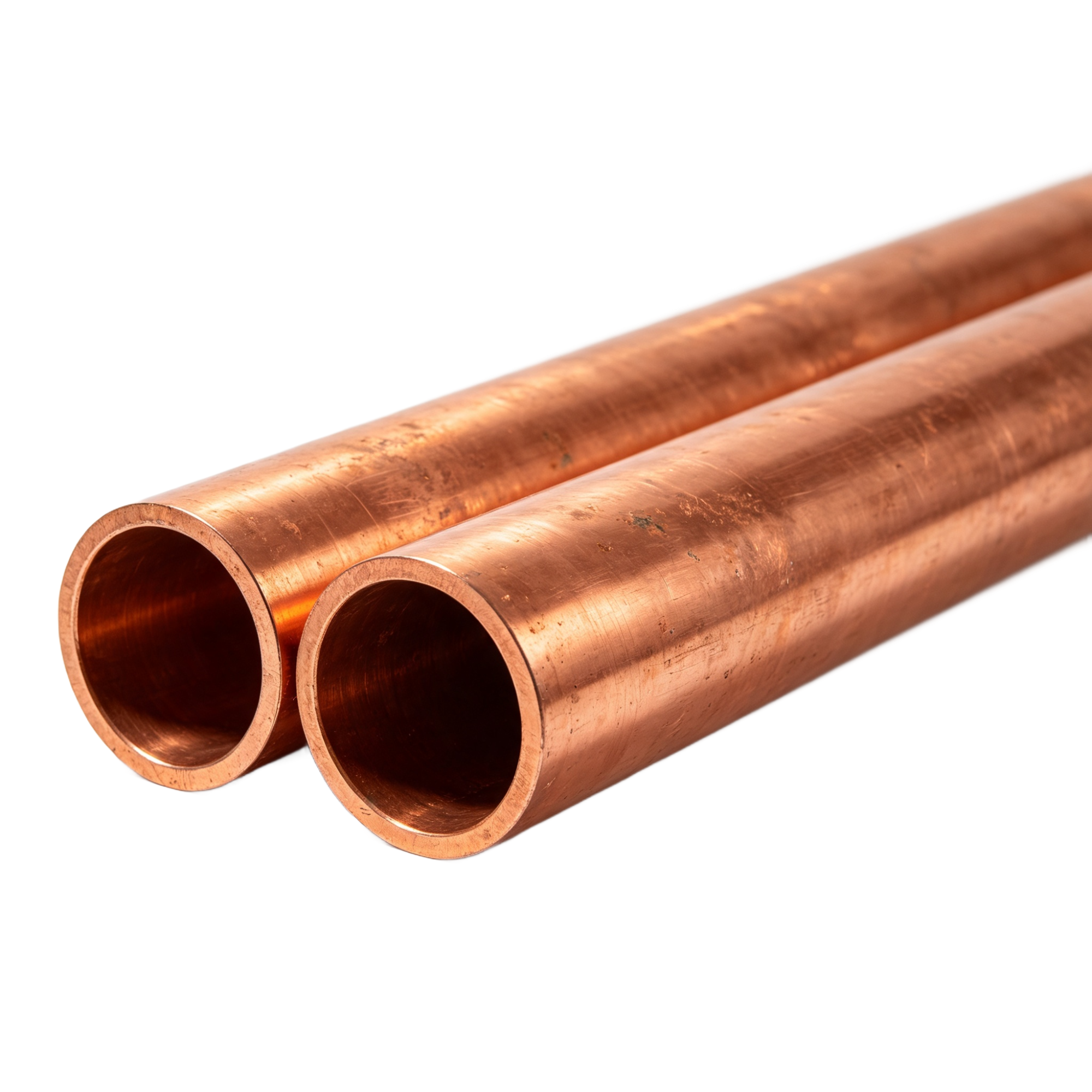 Copper tube processed by automatic straightening machine showing precision results