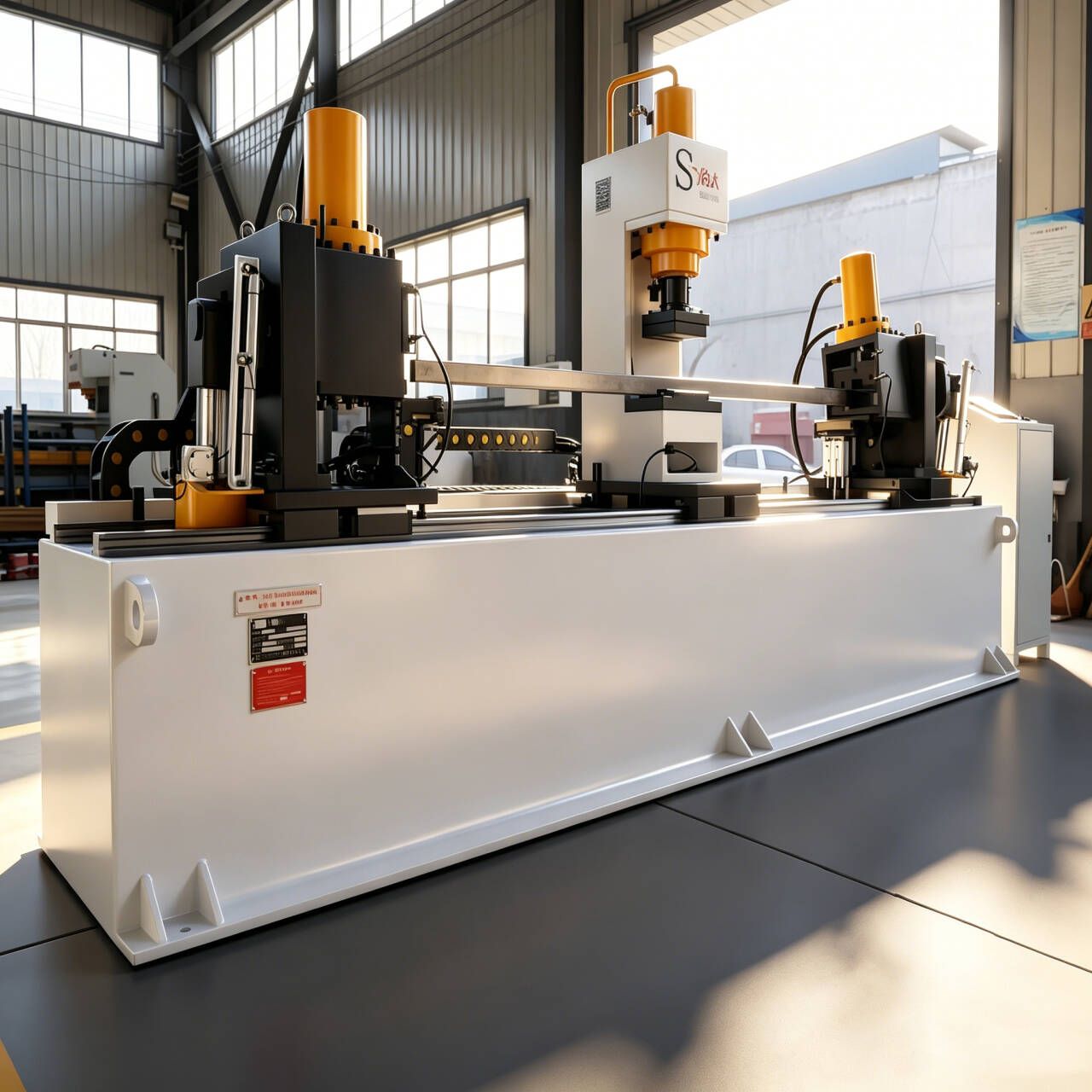 Torsion straightening machine — front operational view
