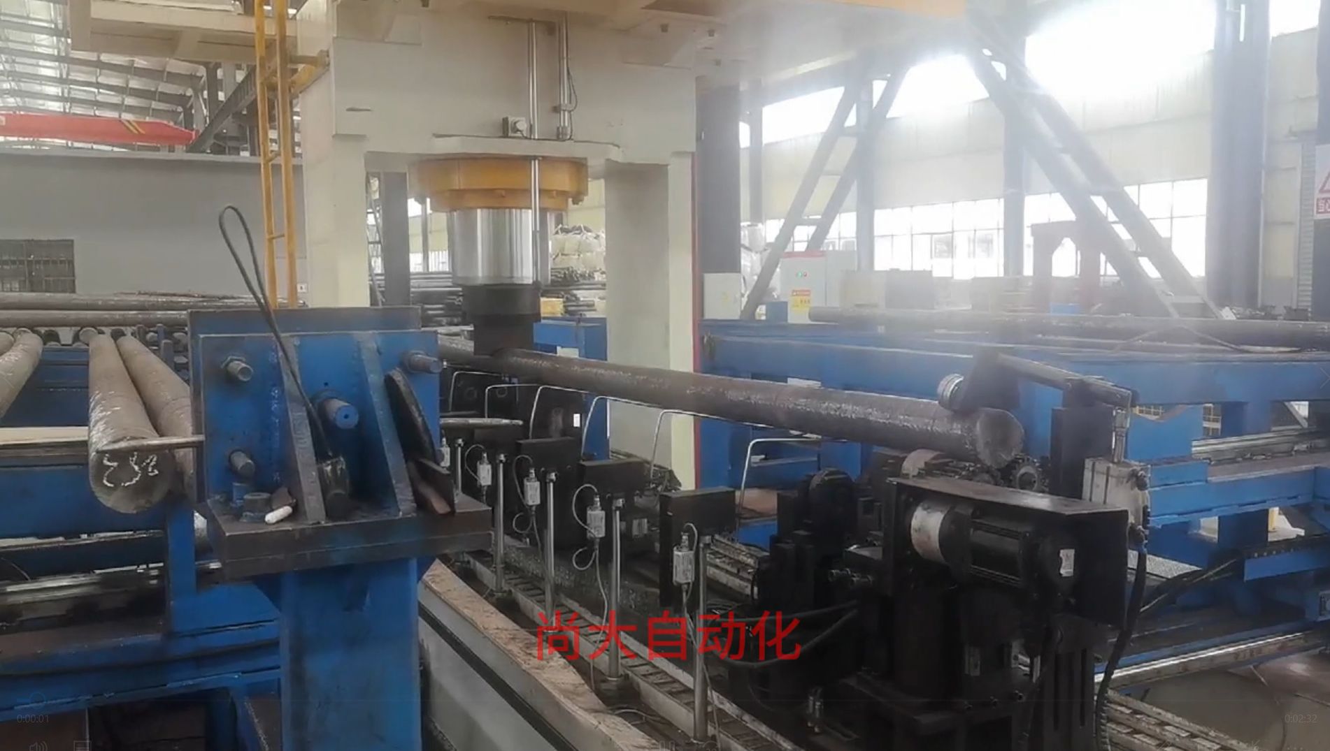 160 mm section round bar in straightening process