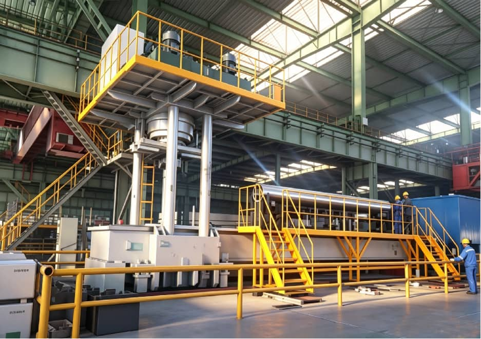 Large-diameter tube straightening machine in workshop